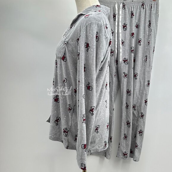 Croft & Barrow Easter Rabbits Two-Piece Button-Up Pajama Set Size Small - Picture 3 of 8